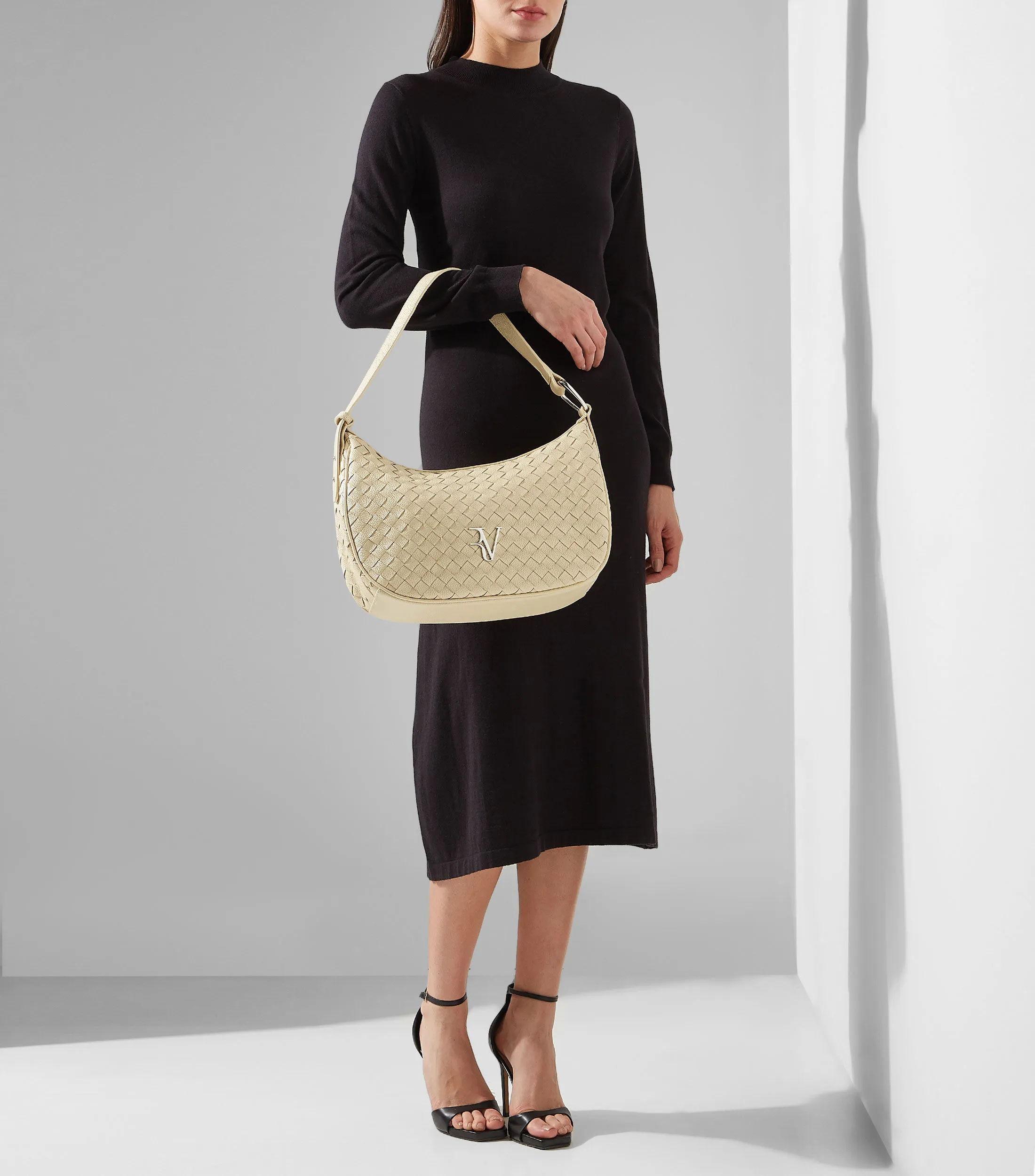 4353_Roberto Verino Bolso Hobo entrelazado en piel Mujer
