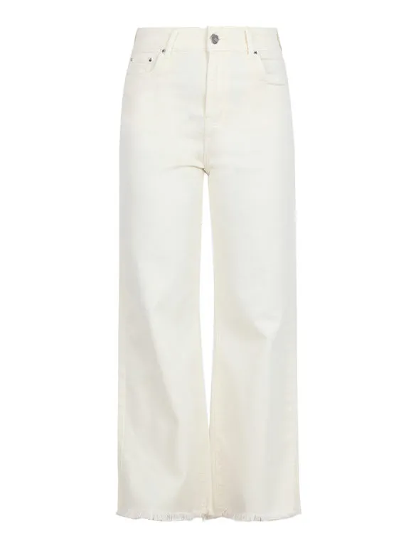 Ad'Oro Pantalón ancho de mujer con bajo desflecado