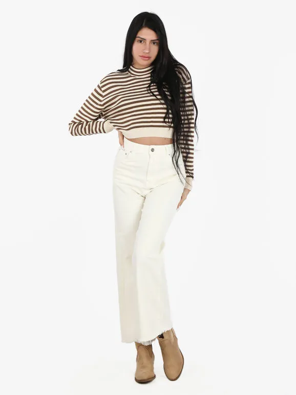 Ad'Oro Pantalón ancho de mujer con bajo desflecado