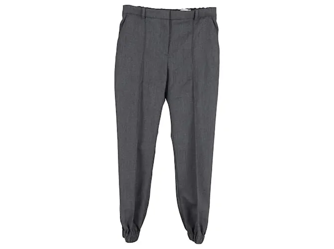 Alexander McQueen Pantalón con puños elásticos en algodón gris Castaño 