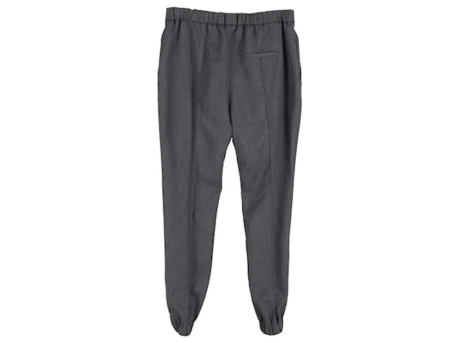 Alexander McQueen Pantalón con puños elásticos en algodón gris Castaño 
