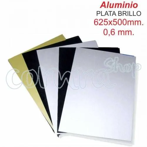 Aluminio Plata Brillo 625x500x0,60mm