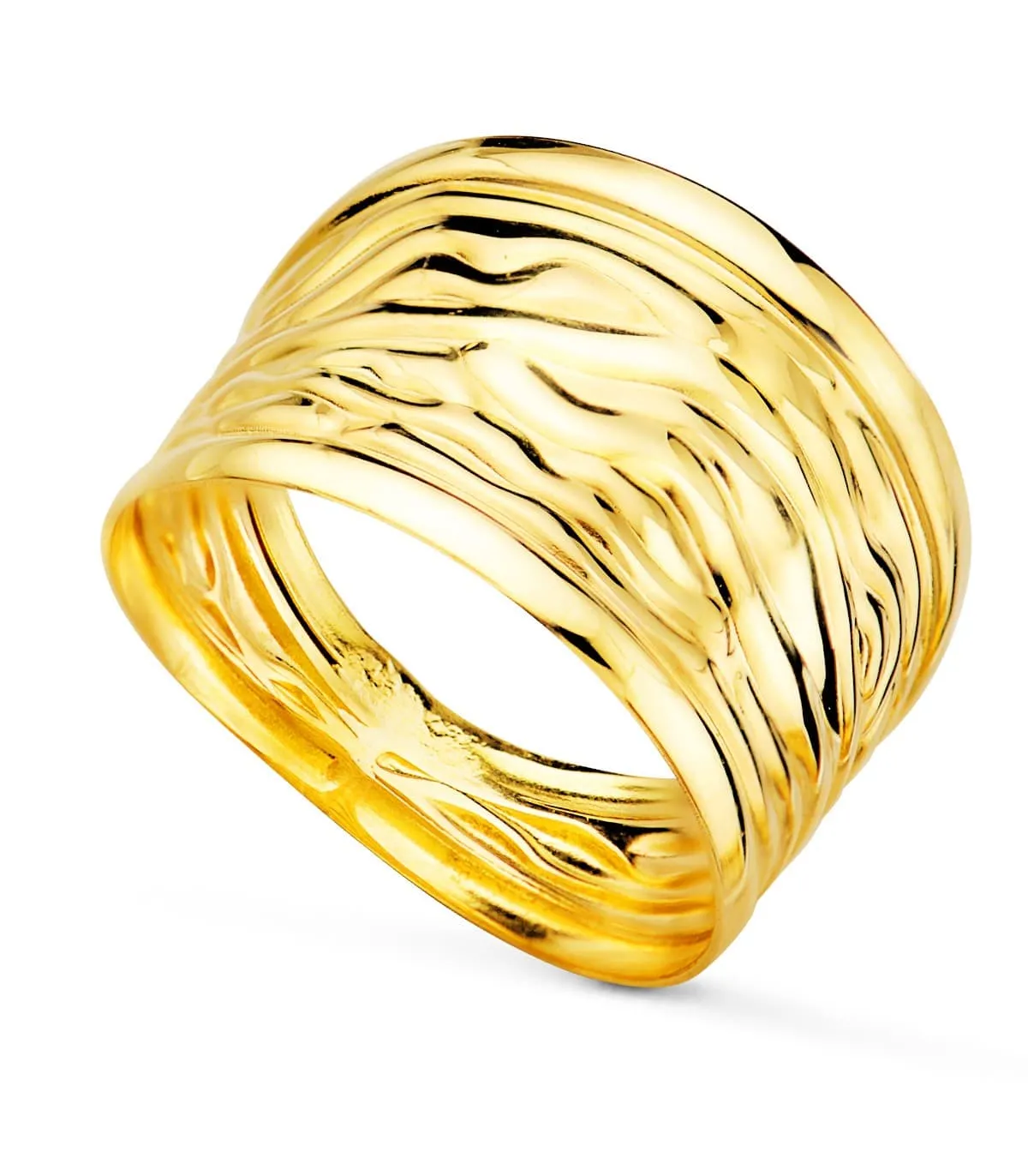 Anillo Ancho Mujer Oro 18K Ondas