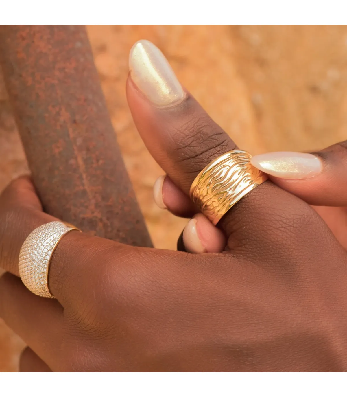 Anillo Ancho Mujer Oro 18K Ondas