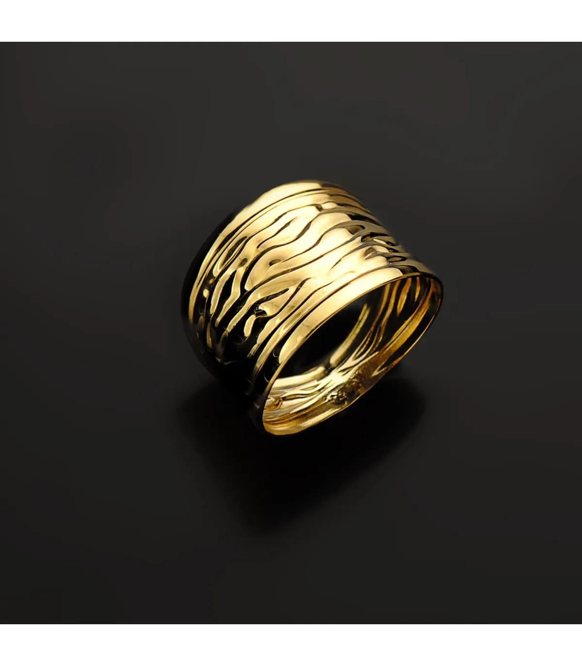 Anillo Ancho Mujer Oro 18K Ondas