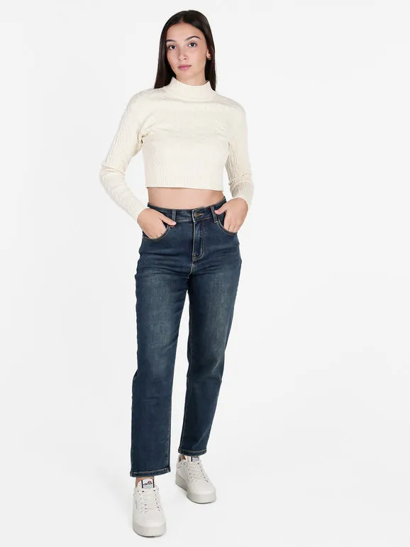 Attic Tricot Jersey de mujer de punto trenzado con cuello alto