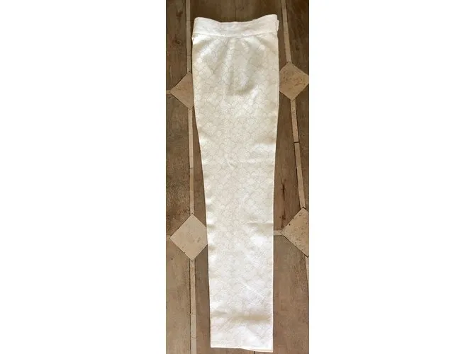 AUTRE MARQUE PANTALóN DE SEDA BROCADO VINTAGE BLANCO ROTO.3436 
