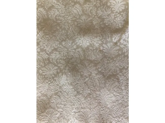 AUTRE MARQUE PANTALóN DE SEDA BROCADO VINTAGE BLANCO ROTO.3436 