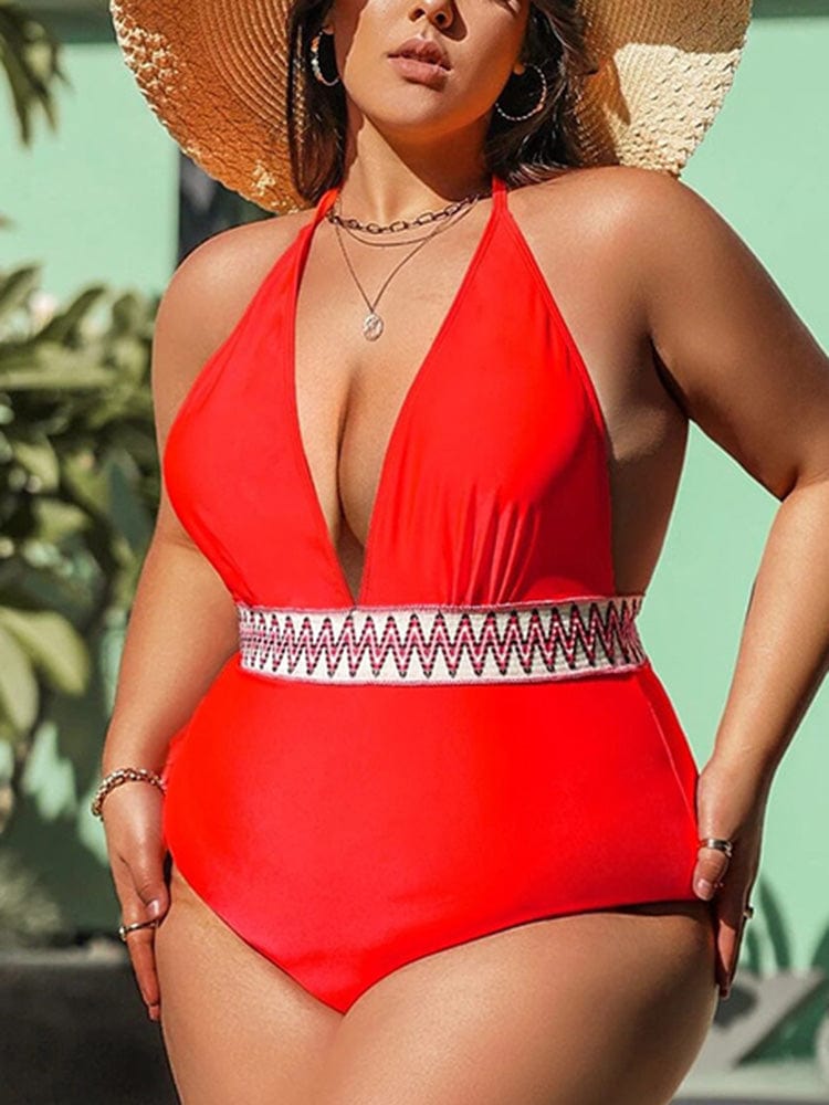 Baador plus size con cinturón estampado