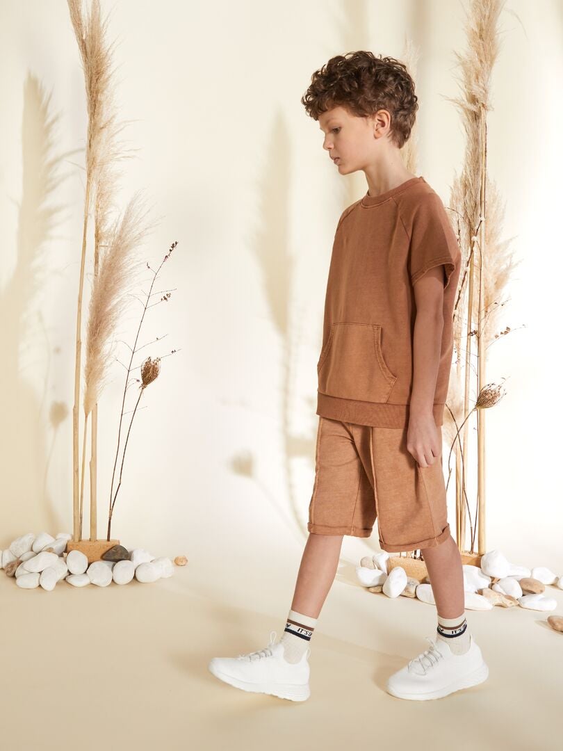 BERMUDAS DE CHáNDAL CON CINTURA ELáSTICA  MARRON