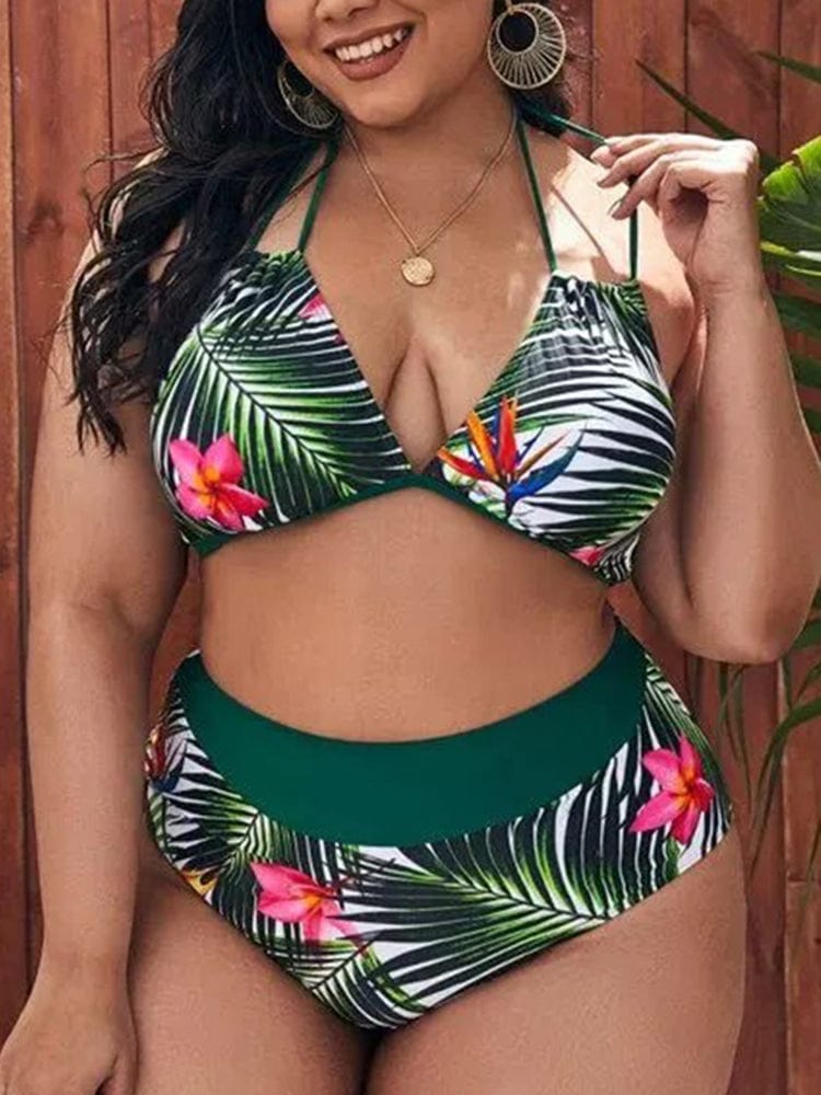 Biquini plus size con motivo tropical