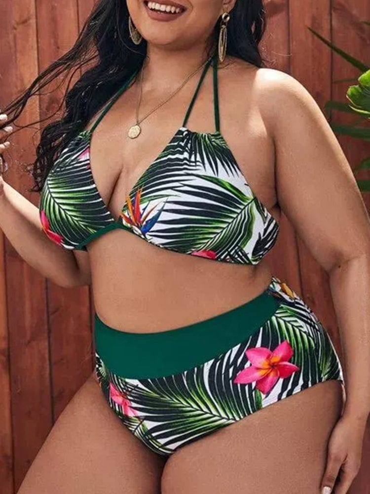 Biquini plus size con motivo tropical