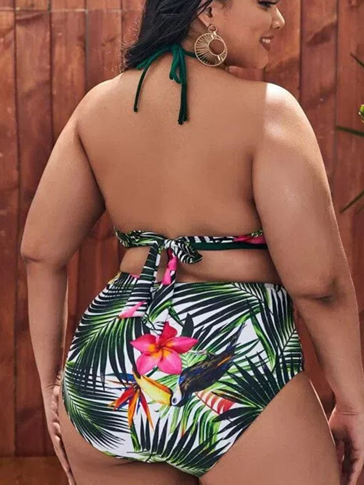 Biquini plus size con motivo tropical