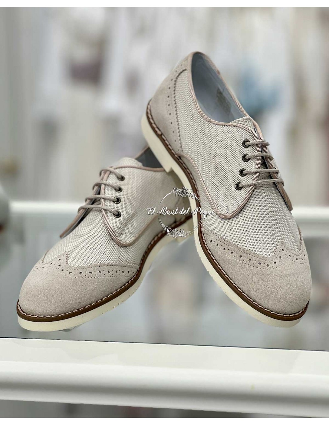 Blucher Niño Comunión Guxs Shoes Serraje Beige