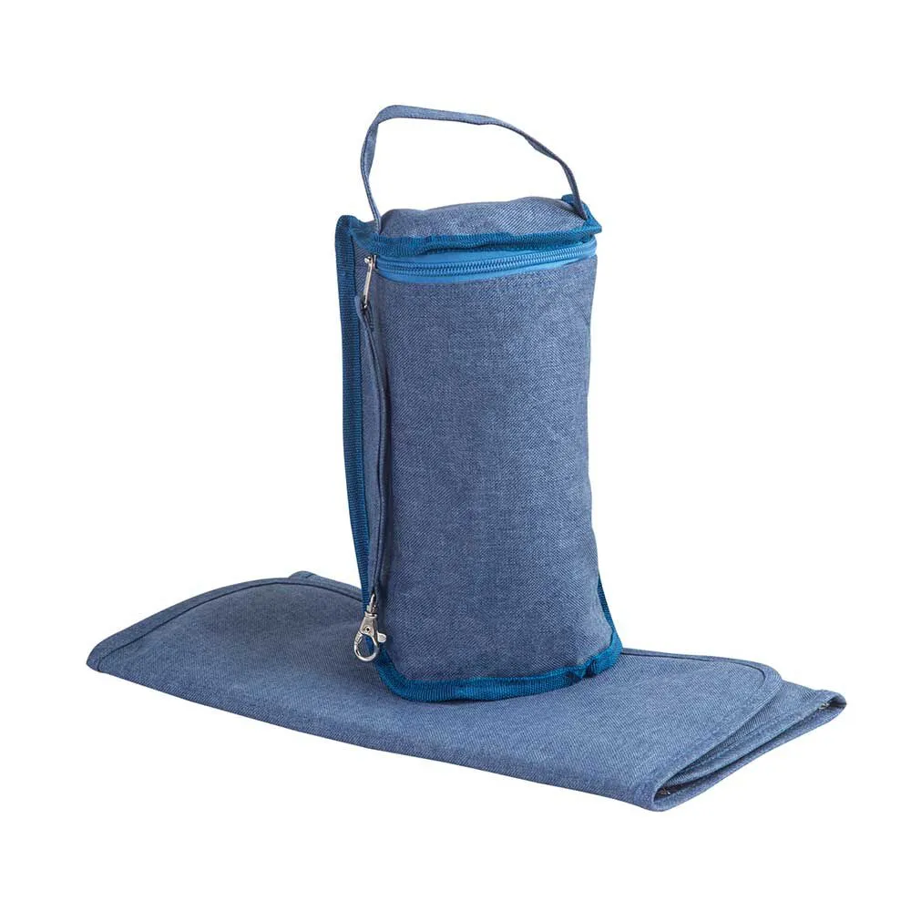 Bolso Maternal Con Porta Mamadera & Mudador Azul Bebesit