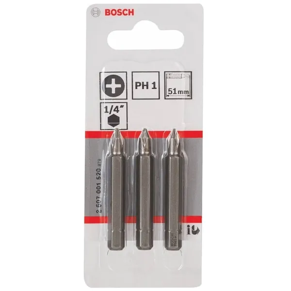 BOSCH  2607001520  JUEGOCABEZAS DE TORNILLO, PERFIL PH1, 3 PIEZAS
