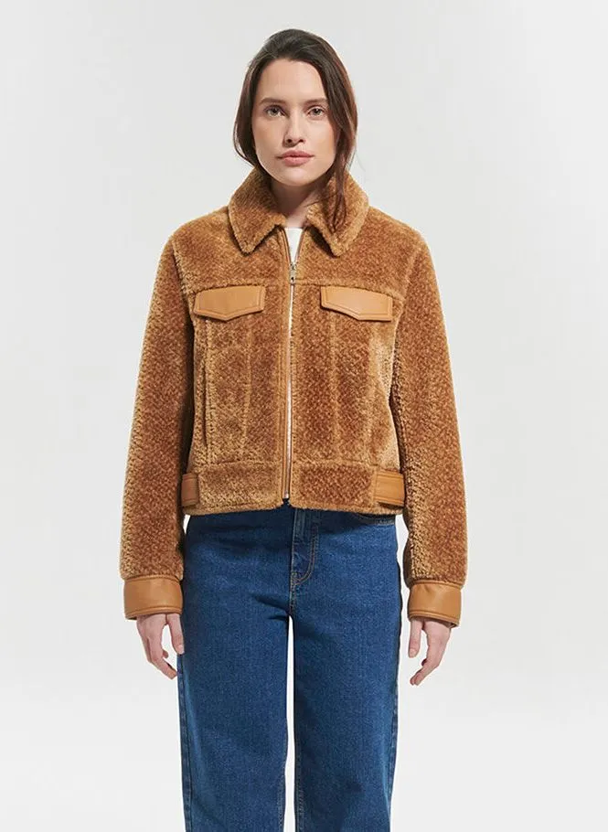 BOSNIE  CHAQUETA RECTA CON CUELLO CLáSICO EN MARRON