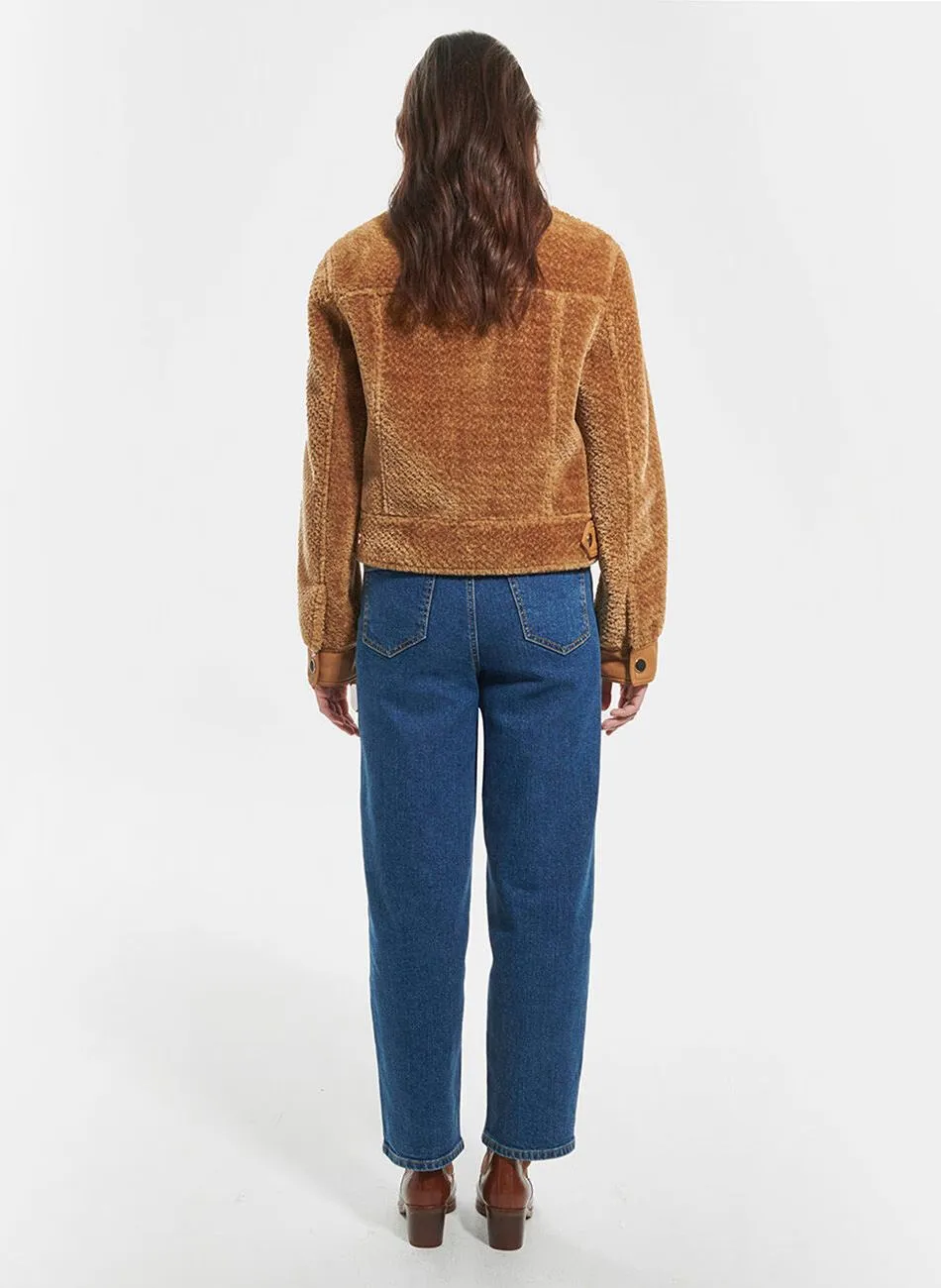 BOSNIE  CHAQUETA RECTA CON CUELLO CLáSICO EN MARRON