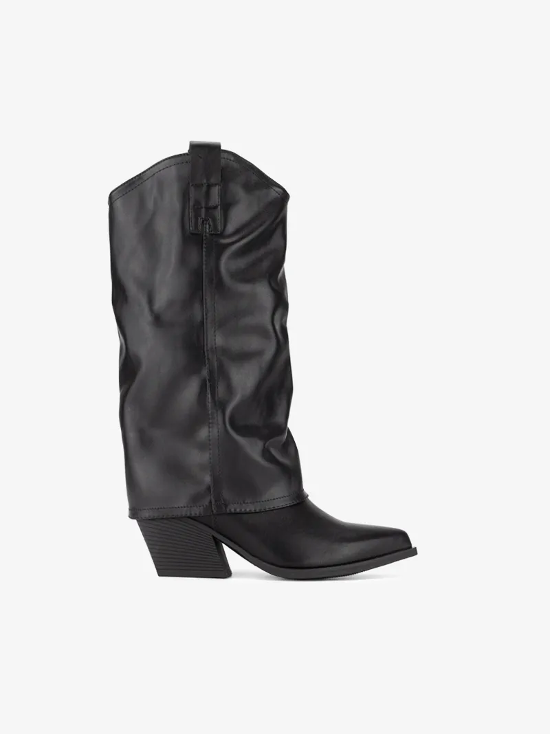 BOTA DE TACÃO ESTILO TEXANA COM POLAINA
