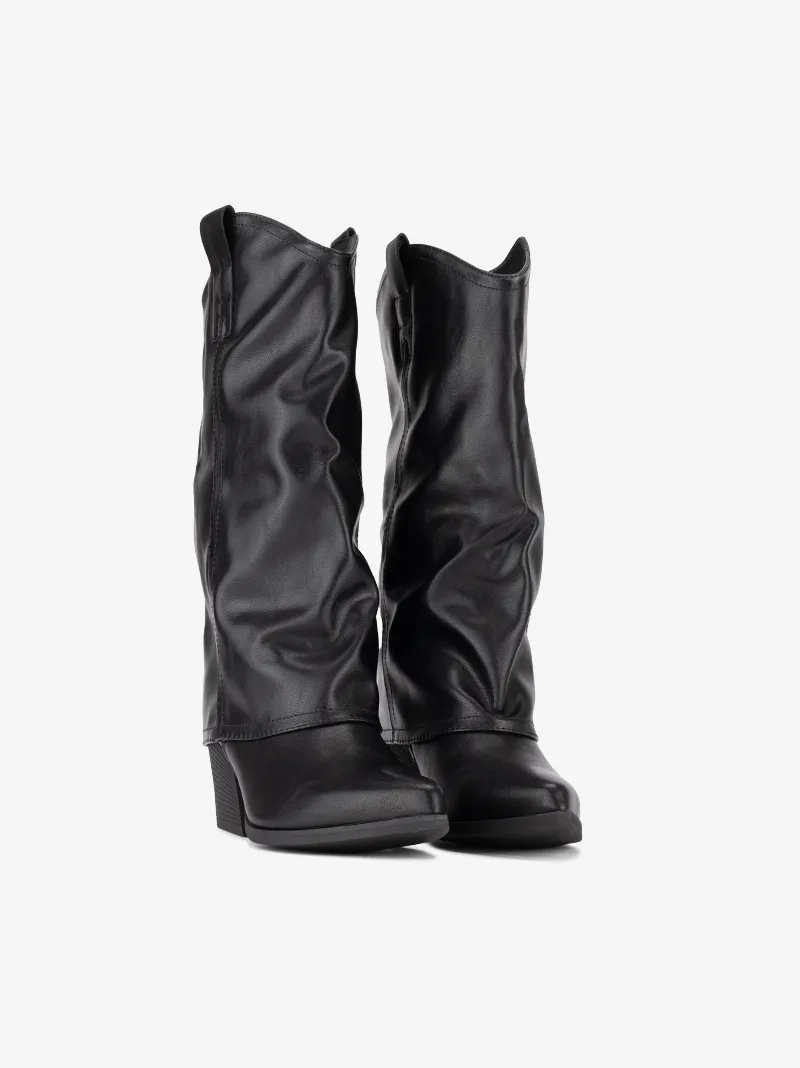 BOTA DE TACÃO ESTILO TEXANA COM POLAINA