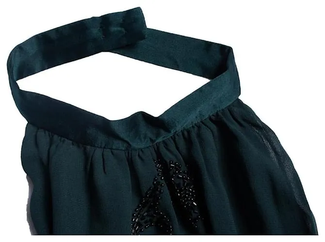 By Malene Birger POR MALENE BIRGER, top verde halter con cuentas 