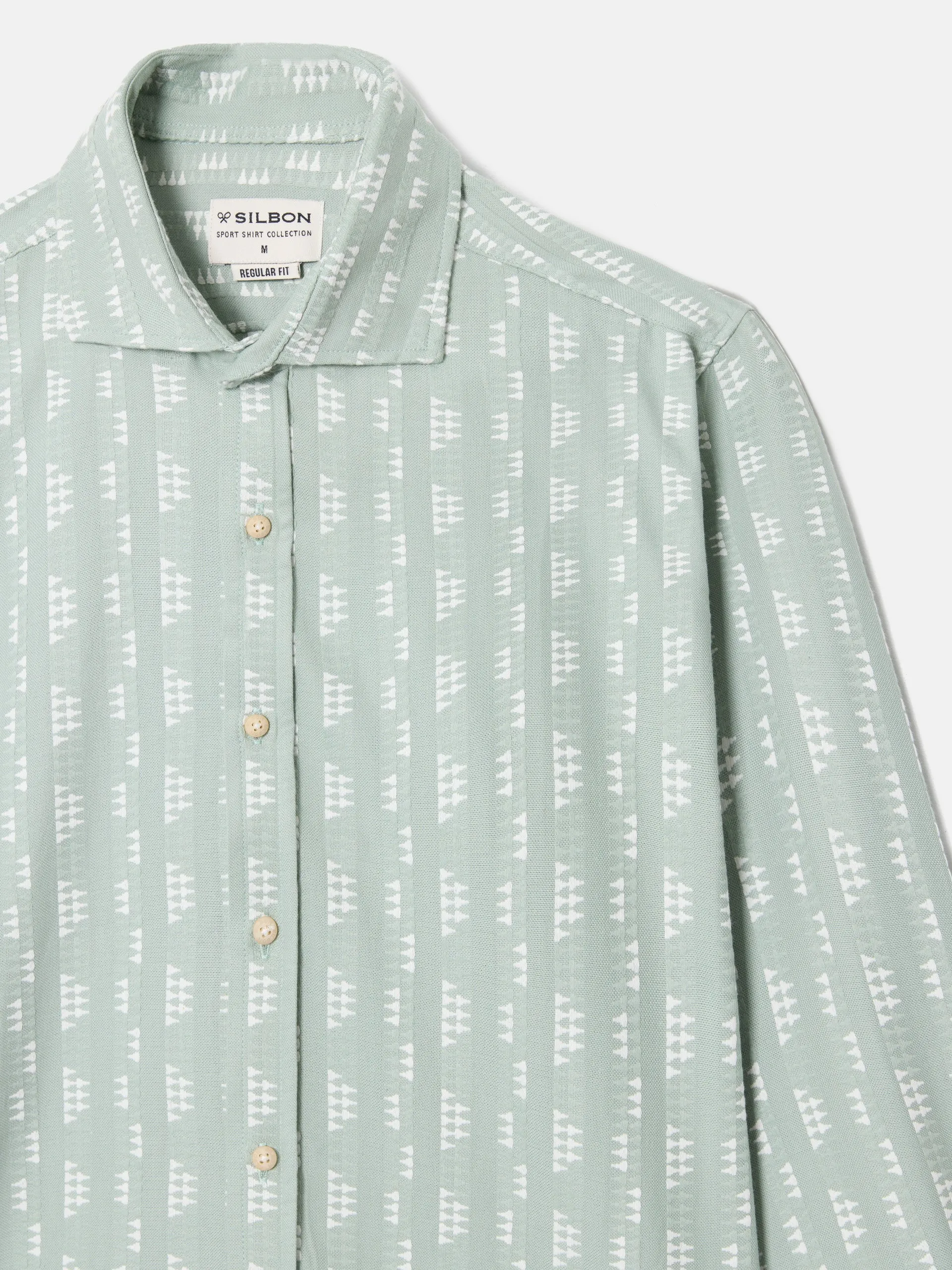 Camisa sport bordados etnicos verde