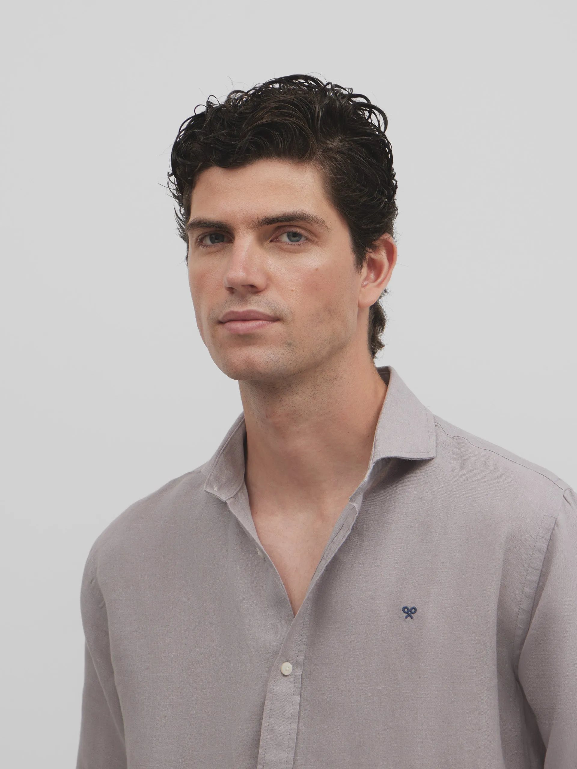 Camisa sport linen gris
