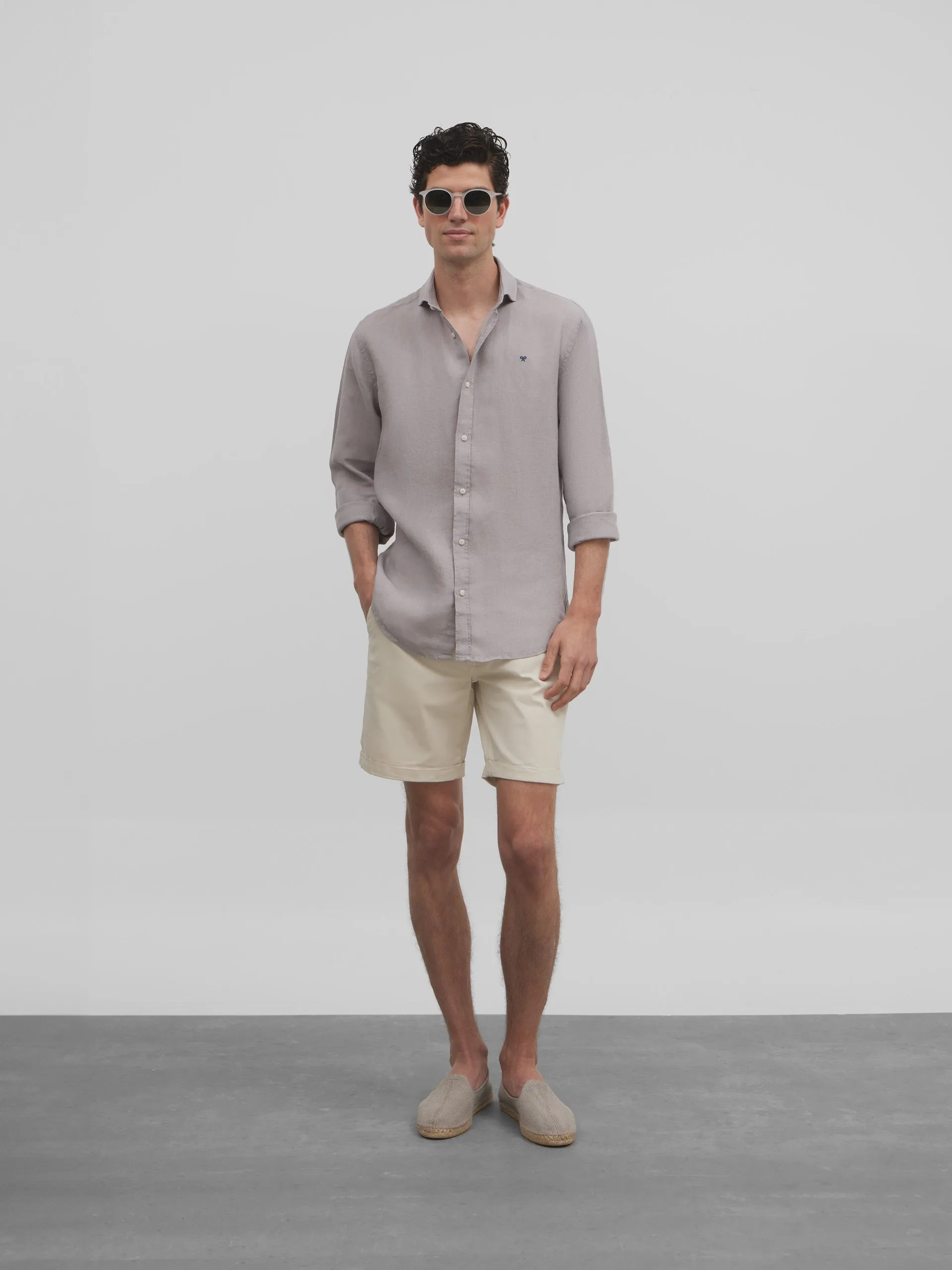Camisa sport linen gris