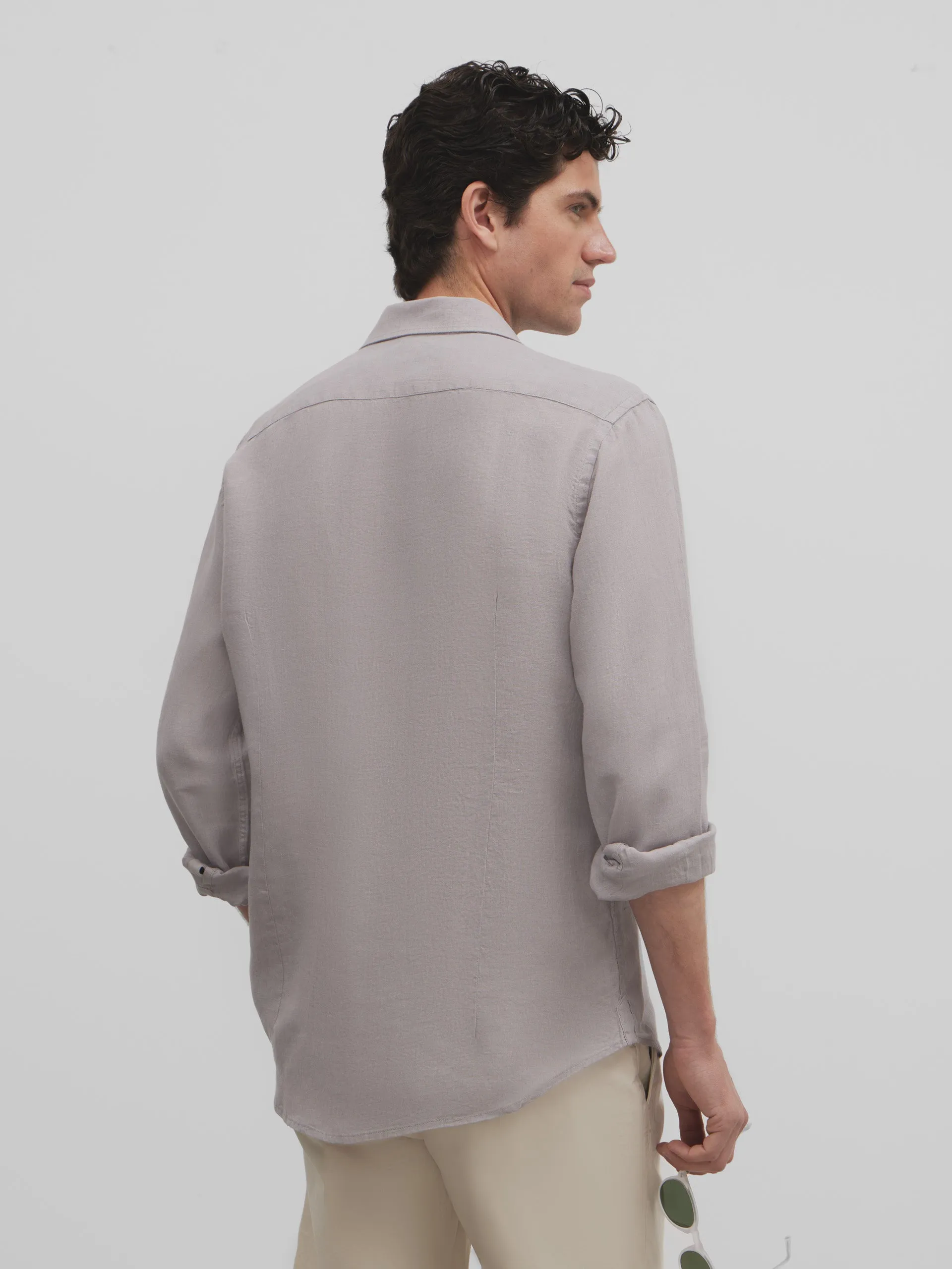 Camisa sport linen gris
