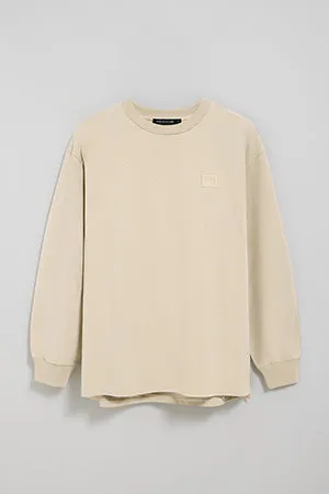 Camiseta de manga larga y cuello redondo color crudo con detalle Polo Club