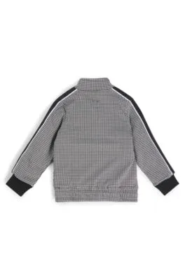 Chaqueta para niños con cremallera, dibujo de pata de gallo y logo