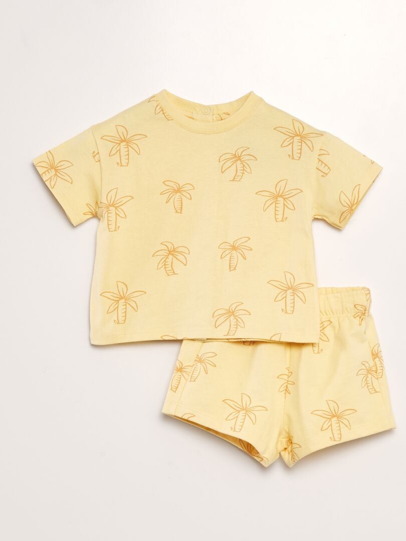CONJUNTO DE CAMISETA + SHORT DE CHáNDAL  2 PIEZAS  AMARILLO