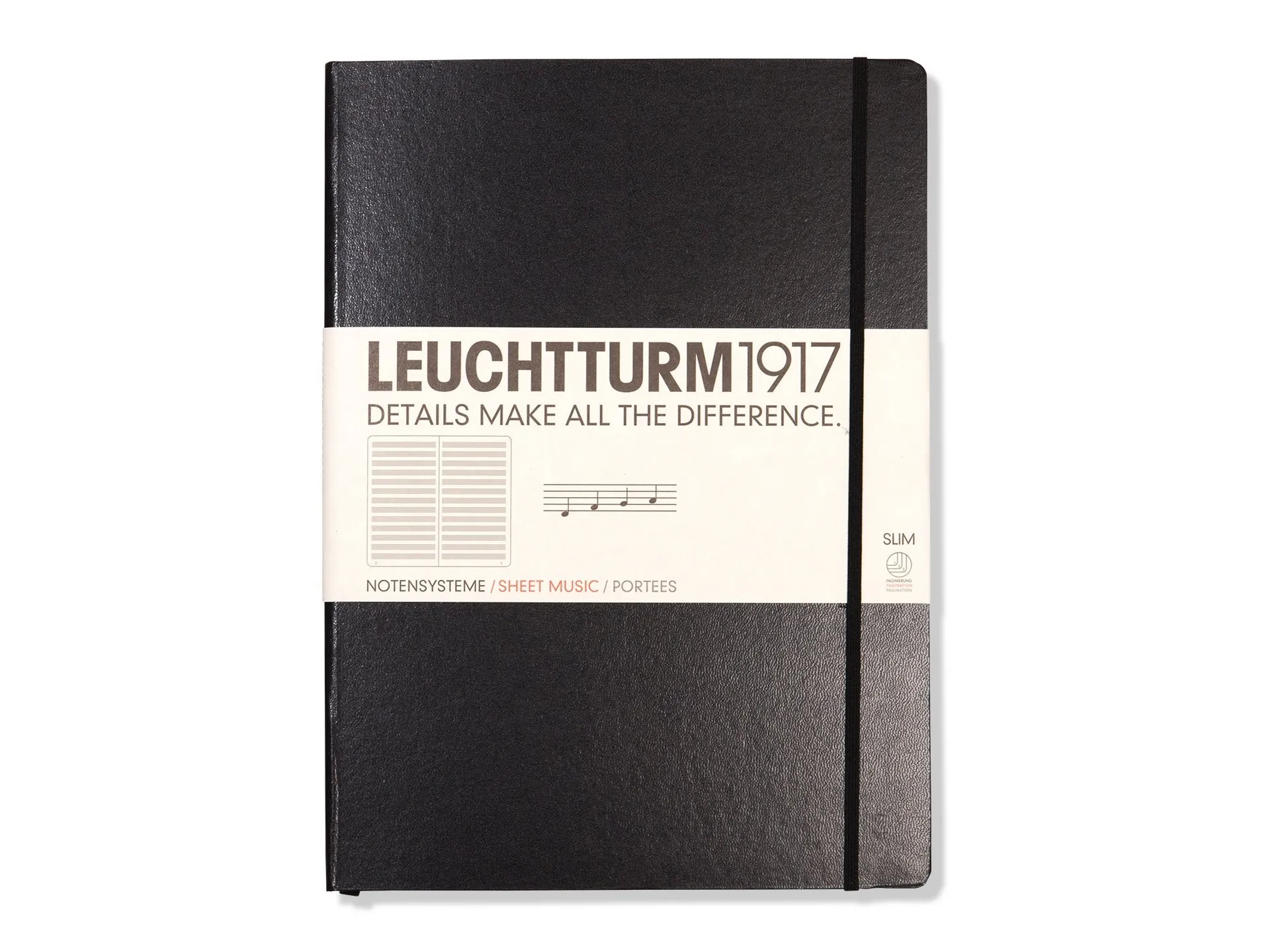 Cuaderno del faro con líneas de música, tapa dura