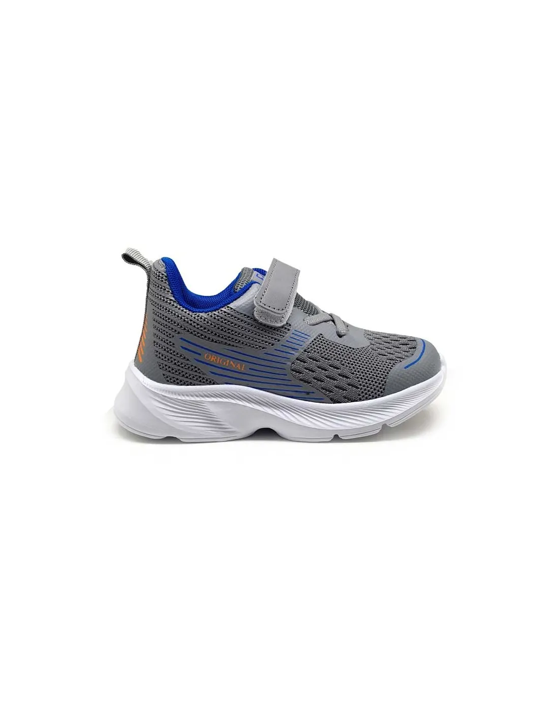 DAVS DEPORTIVA NIÑO GRIS COMBINADO CON MARINO Y NARANJA COMODA Y BONITA HM229 6X