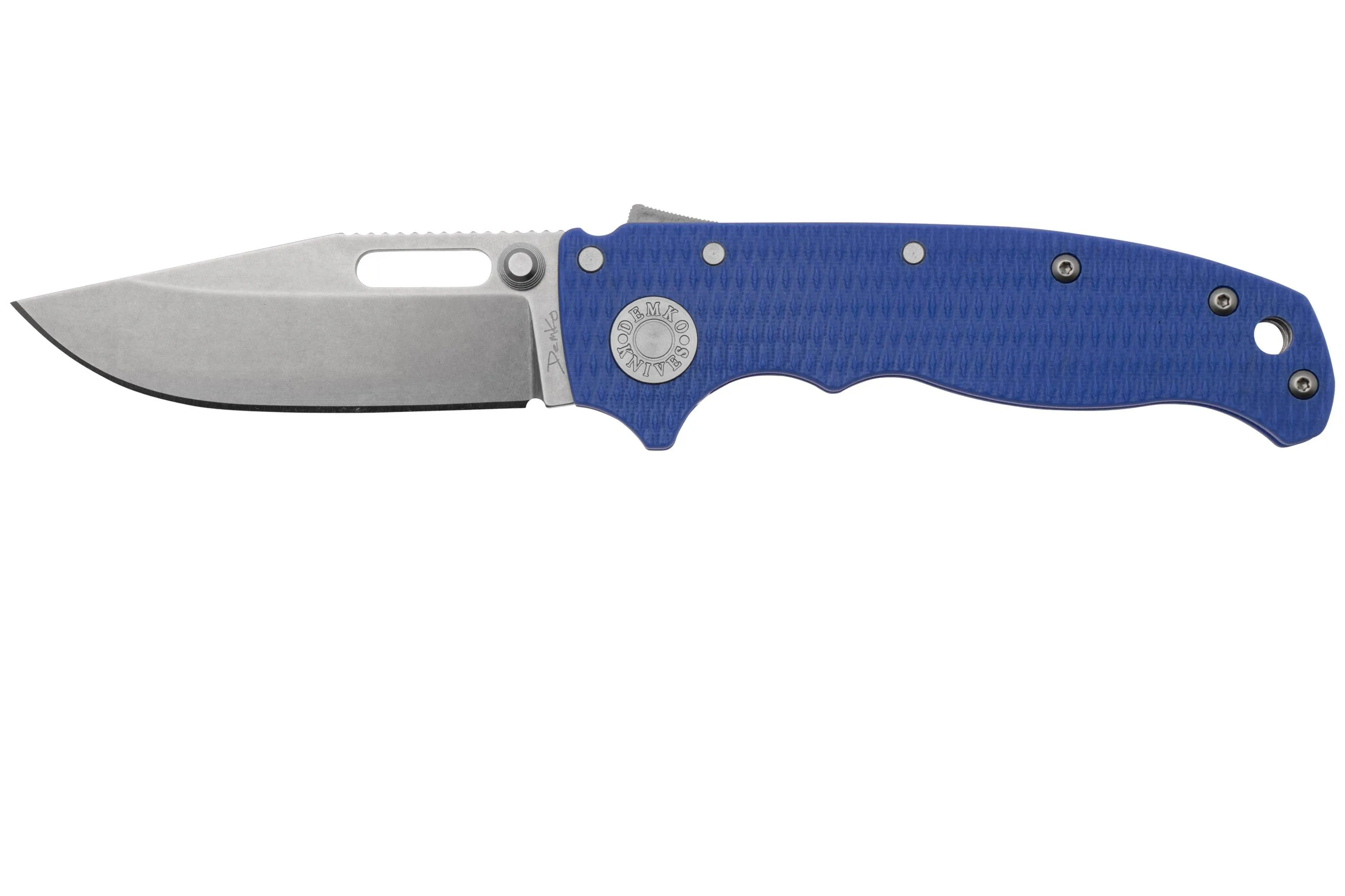 DEMKO KNIVES AD20.5 SHARKLOCK CPM 20CV CLIP POINT AD20520CVBLG10CP BLUE G10, NAVAJA