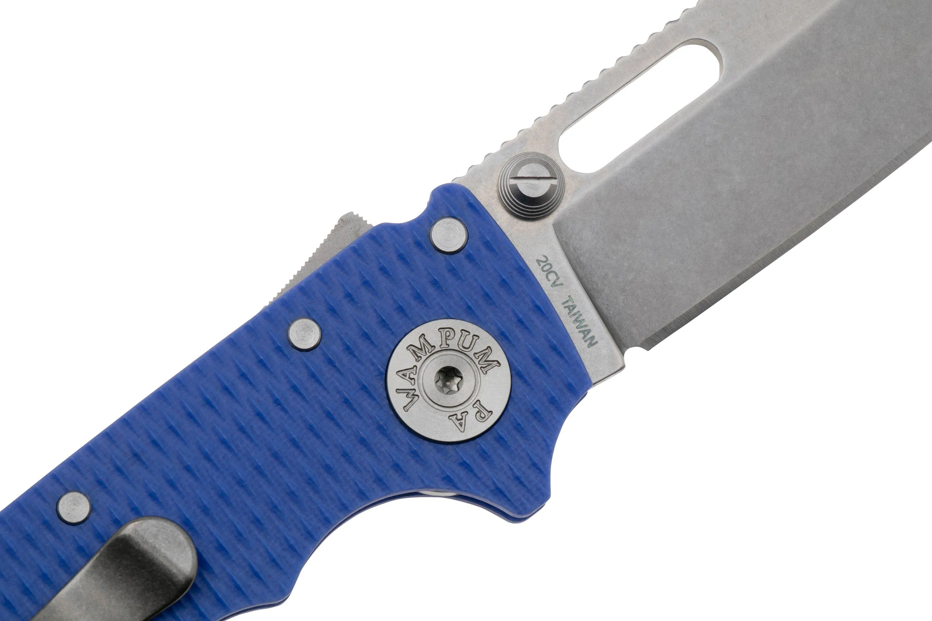 DEMKO KNIVES AD20.5 SHARKLOCK CPM 20CV CLIP POINT AD20520CVBLG10CP BLUE G10, NAVAJA