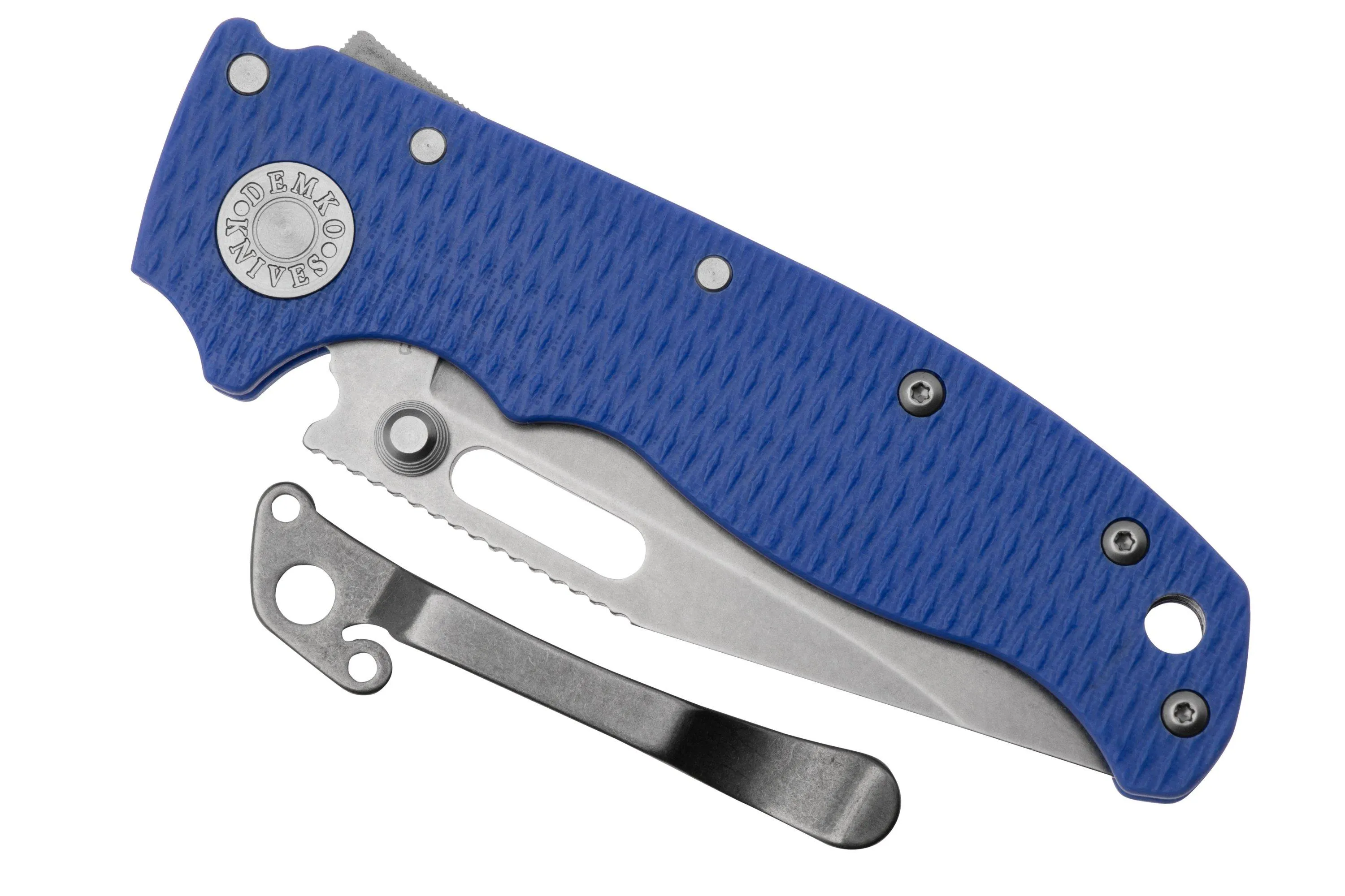 DEMKO KNIVES AD20.5 SHARKLOCK CPM 20CV CLIP POINT AD20520CVBLG10CP BLUE G10, NAVAJA
