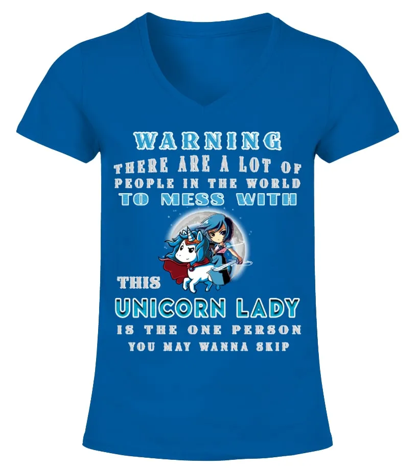 Don't Mess With Unicorn Lady!!! Camiseta cuello pico Mujer