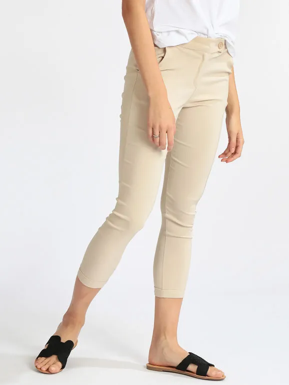 Frenetika Pantalón elástico de mujer con vuelta