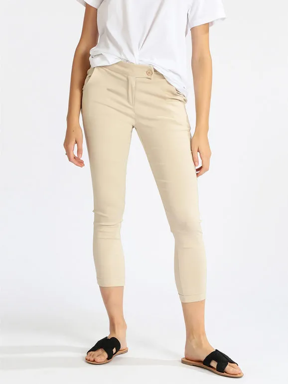 Frenetika Pantalón elástico de mujer con vuelta