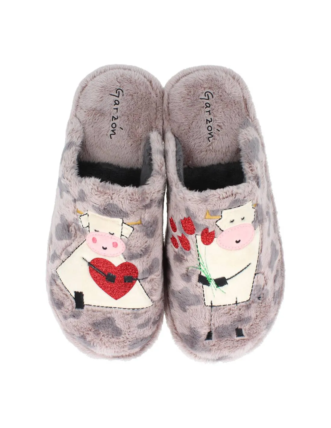 GARZóN  ZAPATILLAS CASA PISO EVA VACA TORO ROSA PALO