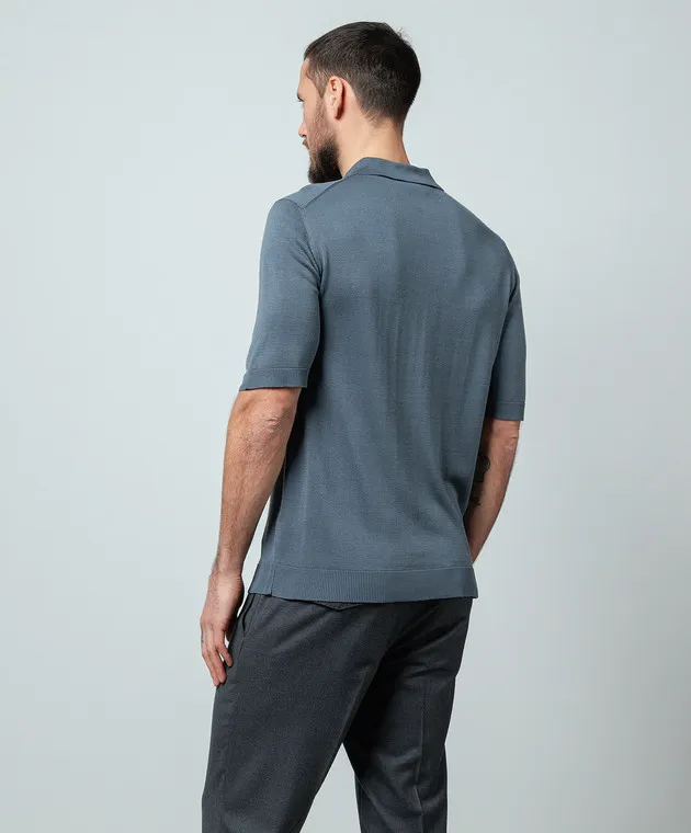 ISAIA Gray silk polo shirt