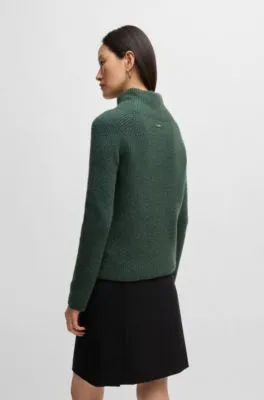 Jersey regular fit de canalé con cuello mao alto
