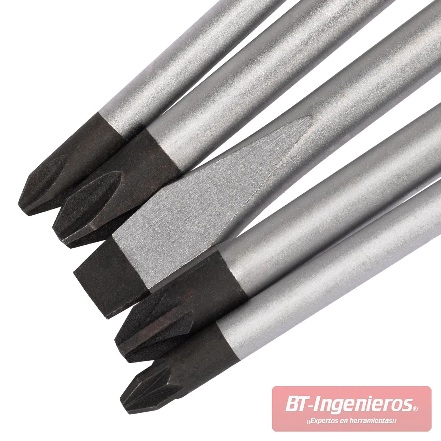 JUEGO DE 5 DESTORNILLADORES EXTRA LARGOS 450 MM "HAMMERTHRU". ACERO CRV