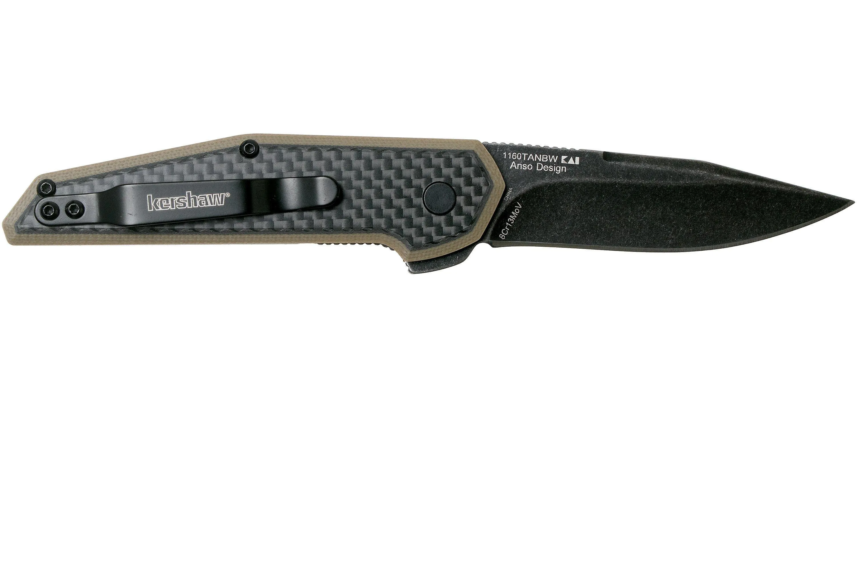 Kershaw Fraxion 1160TANBW navaja tan blackwash, Jens Anso design