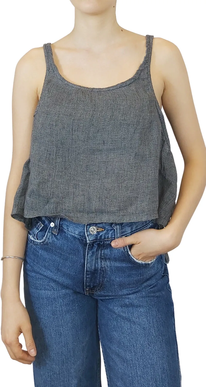 LA TIENDA DE CAROLINA Polera Pechera Lino Gris