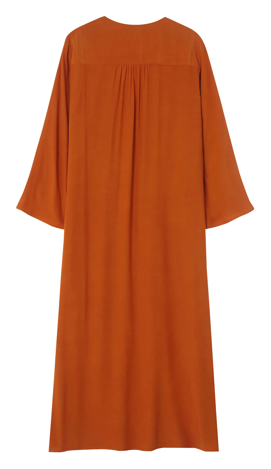 LAVINIA  VESTIDO MIDI VAPOROSO CON CUELLO DE PICO EN NARANJA