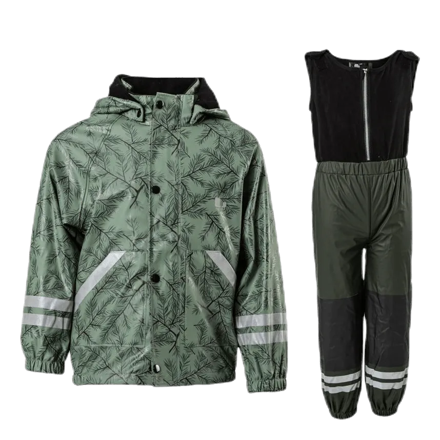 LINDBERG NORDSKOG FLEECELINED RAIN SET GREEN