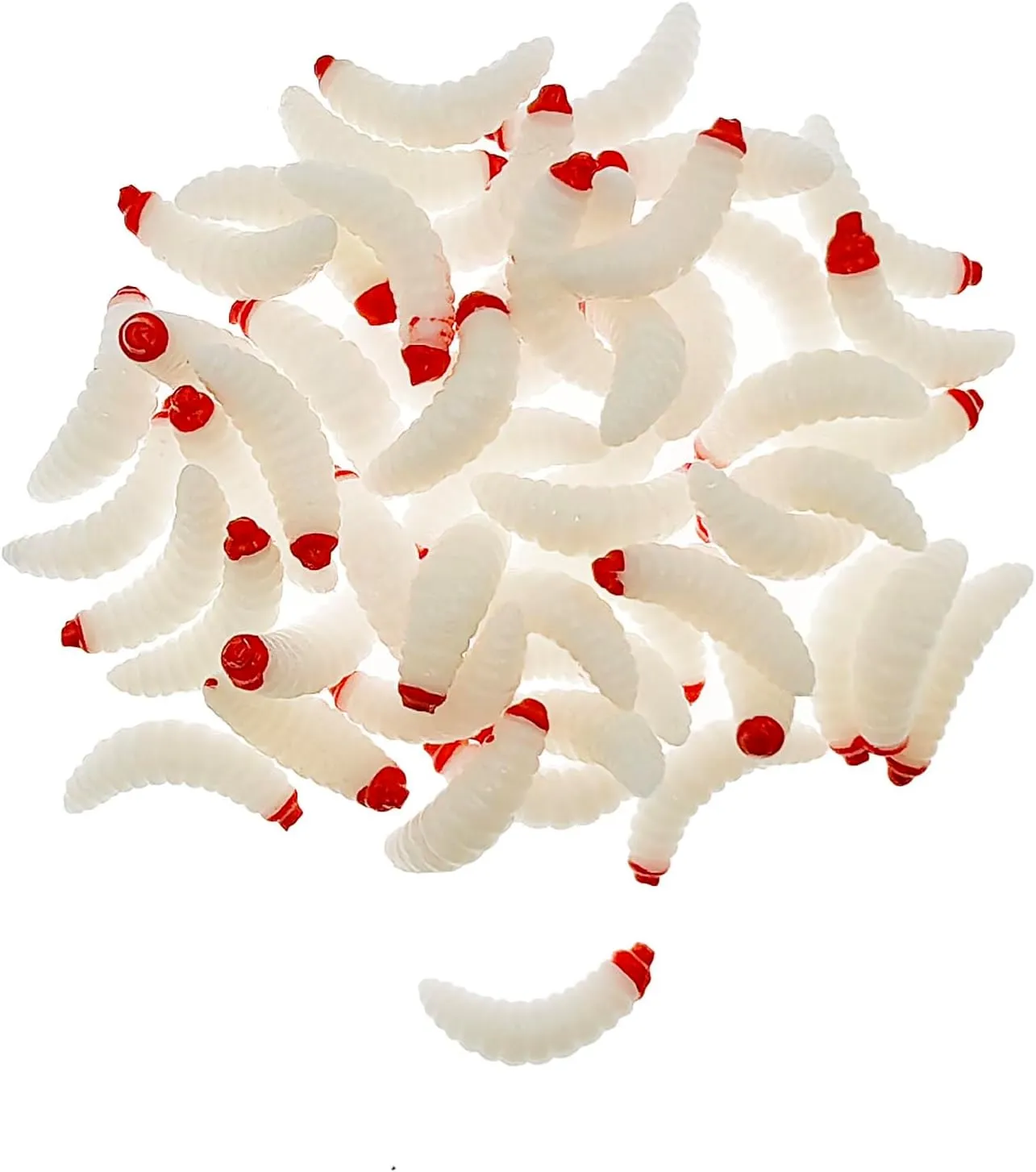 MILEPETUK  50 SEñUELOS DE PESCA  DE SILICONA  SUAVE Y ARTIFICIAL  DE 2 54 CM  BLANCO