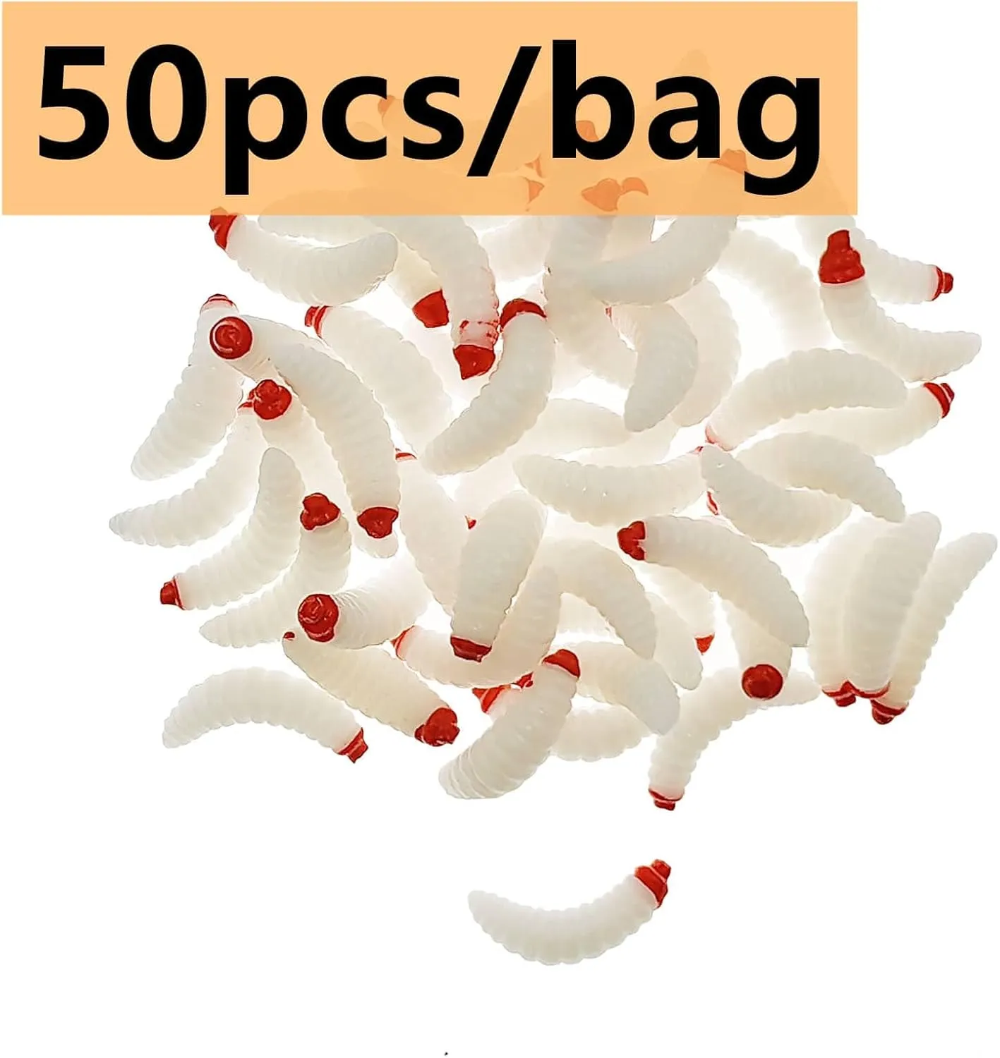 MILEPETUK  50 SEñUELOS DE PESCA  DE SILICONA  SUAVE Y ARTIFICIAL  DE 2 54 CM  BLANCO